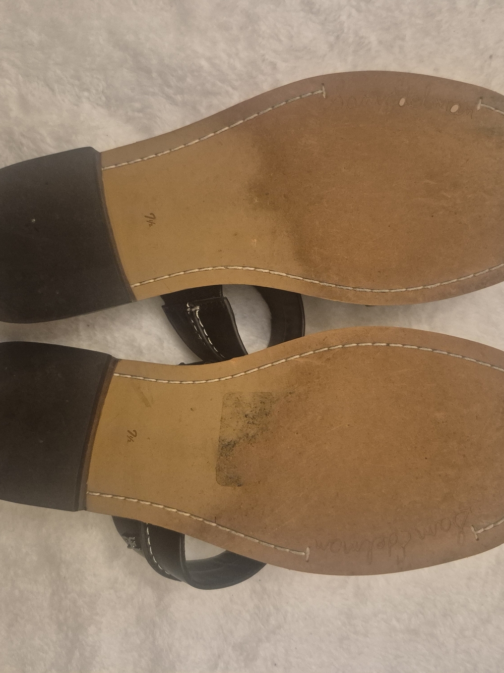 Sam Edelman Black Leather Double-Strap Slide Sandals - Picture 3 of 4